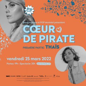 Bravo musique and POP Montreal present Coeur de pirate